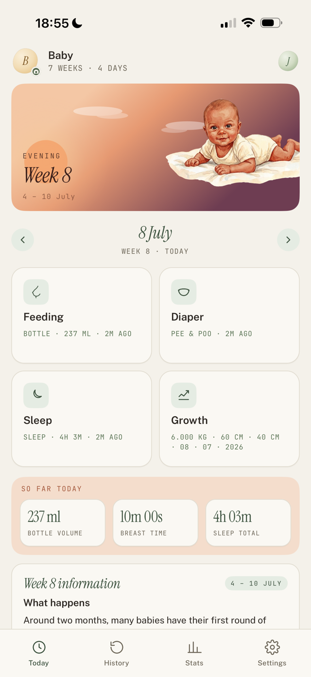 Today screen or Growth entry screen